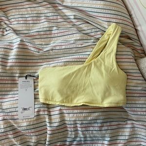 Alo buttercup yellow one strap wonder sports bra size small